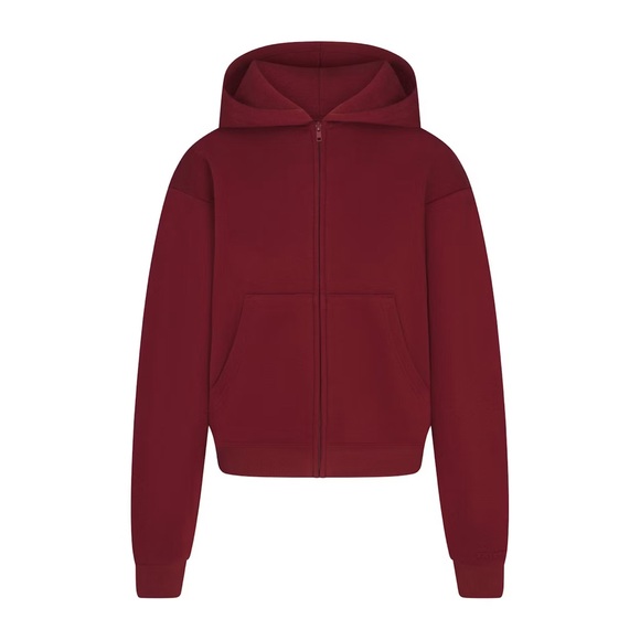 Skims Women's Merlot Cotton Fleece Classic Zip Up Hoodie - Picture 5 of 6